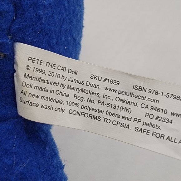 Pete The Cat Plush Animal Doll Based on the Books James Dean Blue Red Heart 12" - Picture 9 of 10